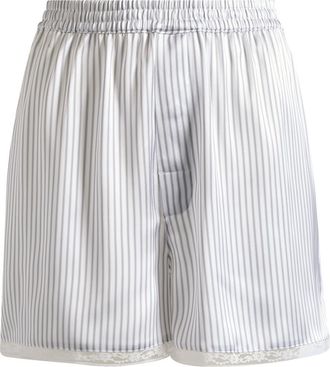 SKIMS Woven Shine Lace Shorts in Silver Triple Pinstripe at Nordstrom, Size Xx-Small