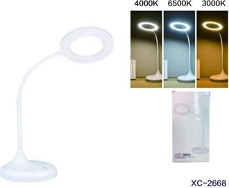 Trade Shop Trade Shop - L&aacute;mpara De Escritorio C&iacute;rculo Led T&aacute;ctil Recargable Usb Giratoria Moderna Dt-2668