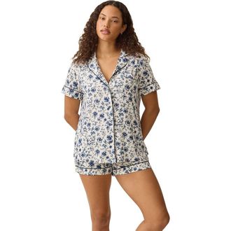 Kindred Bravely Clea Maternity & Postpartum Short Sleeve Pajama Set in Navy Toile at Nordstrom, Size X-Large