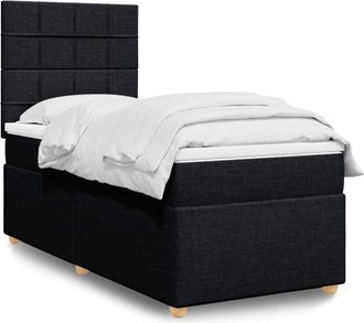 vidaXL Cama Box Spring Con Colch&oacute;n Tela Negro 80x200 Cm Vidaxl