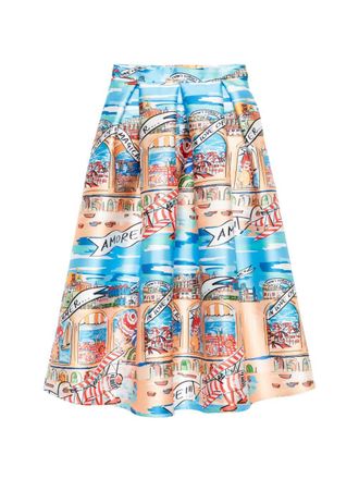 Alessandro Enriquez Womens Printed Midi Skirt