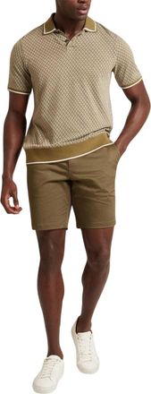 Ted Baker Geometrisch poloshirt voor heren met normale pasvorm (Olijf)