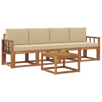 vidaXL Conjunto De Sof&aacute;s De Exterior Con Coj&iacute;n 5 Pcs Natural Y Beige Vidaxl
