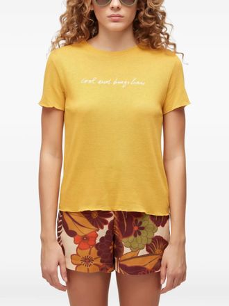 Osklen T-shirt met logodetail en gerafelde rand - Geel