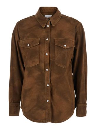 Isabel Marant Karima Brown Shirt With Classic Collar And Two Front Patch Pockets In Fabric Woman