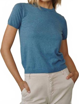 Bella Dahl Short Sleeve Crew Neck Top In Hudson Blue