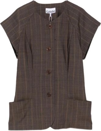 Ganni Shirts - Dames - Overhemden - Bruin - L - Nylon - Overhemden