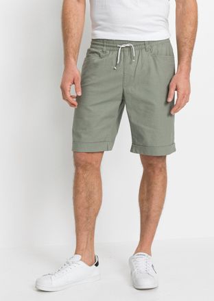 Bonprix Bermudas BONPRIX, Herren, Gr. 48, N-Gr, seegras, Web, Obermaterial: 55% Leinen, 45% Baumwolle, regular fit, Hosen Bermudas, aus Leinen-Baumwoll-Mix, R
