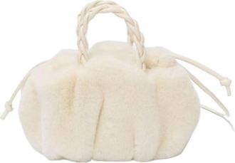 Generic Womens Plush Bags Autumn And Winter Versatile Simple Solid Color Portable Hair Bag Womens And Pleated Cloud High-end Plush(White)