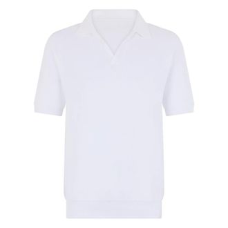 Fedeli V-neck Knitwear, male, White, Size: L White polo soft and breathable