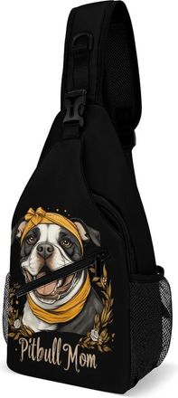 Generic Pit-bull Mom Unisex Shoulder Bags Casual Crossbody Chest Bag Sling Backpack for Hiking Cycling Travel