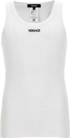 Versace Logo Embroidery Tank Top Top Bianco-Uomo