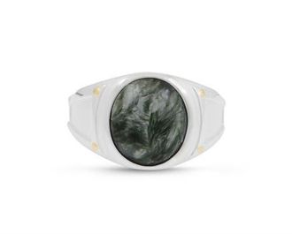 LuvMyJewelry Seraphinite Iconic Sterling Silver Men Signet Ring at Nordstrom, Size 10
