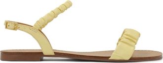 Kazar Schoenen, Dames, Geel, 37 EU, Leer, Platte sandalen met gekreukelde bandjes