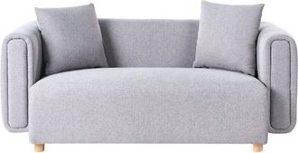 Beliani Sof&aacute; 2 Plazas Moderno Apartamento Tapizado Patas De Madera De Caucho Tejido Gris Lillerod