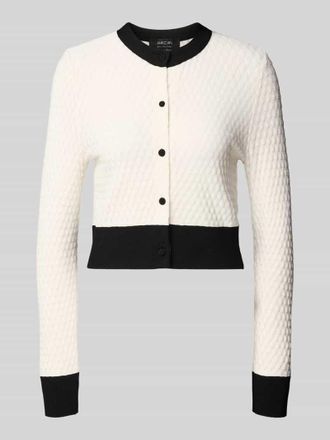 Marc Cain Strickjacke aus Viskose-Mix mit Rundhalsausschnitt in Weiss, Gr&ouml;&szlig;e 40