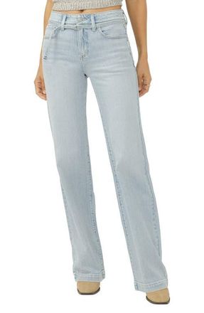 Silver Jeans Co Avery Curvy Fit Belted Trouser Jeans in Sycamore Cove at Nordstrom, Size 25 X 33