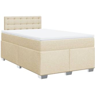 vidaXL Cama Box Spring Con Colch&oacute;n Tela Color Crema 120x200 Cm Vidaxl