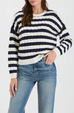 Blu Pepper Stripe Cable Knit Crop Sweater in Navy at Nordstrom Rack, Size Medium