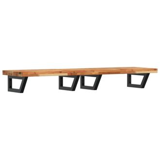 Berkfield Home Basin Shelf Wall Mounted Steel & Solid Wood Acacia in Brown