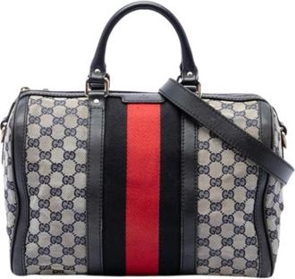Gucci Pre-owned Canvas Satchel - Dames - Vintage Handtas - Beige - ONE Size - Leer - Vintage