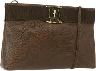 Ferragamo Pre-owned Cross Body Bags, female, Brown, Size: ONE SIZE Pre-owned Leather Shoulder Bag