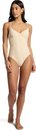 Onia Chelsea One-Piece Swimsuit in Ochre/white at Nordstrom, Size X-Large