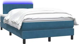 vidaXL Cama Box Spring Con Colch&oacute;n Terciopelo Azul Oscuro 120x210 Cm Vidaxl