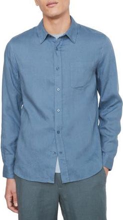 Vince Linen Button-Up Shirt in Night Blue at Nordstrom Rack, Size Xx-Large