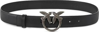 Pinko Love Birds Diamond Cut Riem - Dames - Riemen - Zwart - XS - Leer - Accessoires