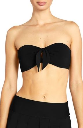 Robin Piccone Ava Knot Front Strapless Bikini Top in Black at Nordstrom, Size Large