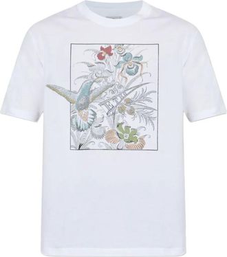Etro White Round Neck Floral Print T-Shirt