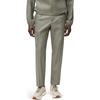 Mango Pleated Linen Blend Pants in Olive Green at Nordstrom Rack, Size 32