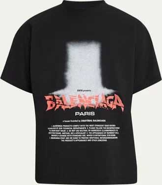 Balenciaga Mens Logo Graphic Cotton Jersey T-Shirt