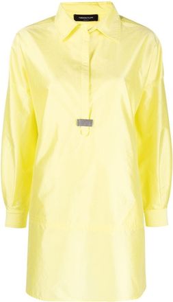 Fabiana Filippi long-sleeved satin mini shirtdress - women - Silk/Cotton/Eco Brass/Polyester/Elastane/Polyester - 44 - Yellow