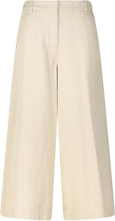 Max Mara Wide Broeken - Dames - Wijde Broeken - Beige - 2XL - Katoen - Broeken