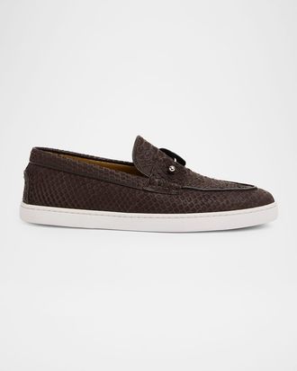 Christian Louboutin Men & apos;s Chambeliboat Python Collar-Pin Boat Shoes