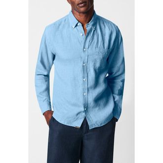 Billy Reid Tuscumbia Linen Button-Down Shirt in French Blue at Nordstrom, Size X-Small