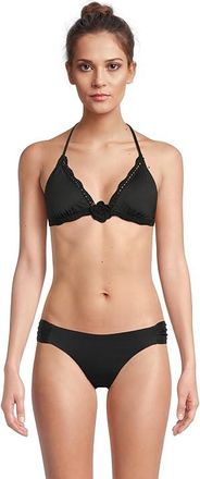 BECCA by Rebecca Virtue Colette Crochet Flower Halter Top Womens Swimwear Black : MD, Crochet/Nylon/Spandex