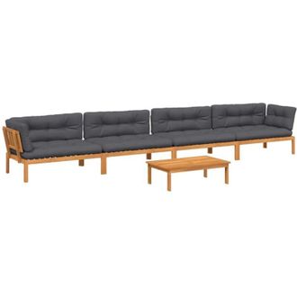 vidaXL Set De Sof&aacute;s De Palets De Jard&iacute;n Y Cojines 5 Pzas Madera Acacia Vidaxl