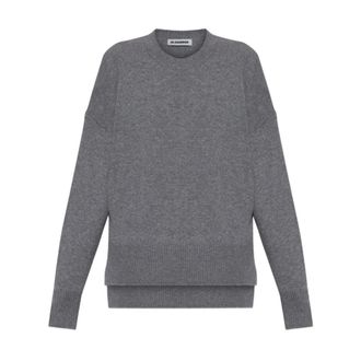 Jil Sander Cashmere Blend Crewneck Sweater - Dames - Cashmere truien - Grijs - S - Wol - Truien & Vesten