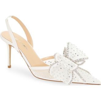 Mach & Mach Le Cadeau Bow Pointed Toe Slingback Pump in White at Nordstrom Rack, Size 7.5Us / 37.5Eu