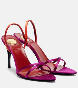 Saint Laurent Justify cr&ecirc;pe satin slingback sandals