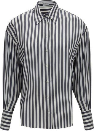 Brunello Cucinelli Multicolor Silk Pattern Womens Shirt