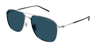 Montblanc MB0417SA Asian Fit 004 Mens Sunglasses Silver Size 60