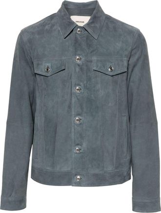 Zadig&Voltaire suede shirt jacket - men - Calf Suede - S - Grey