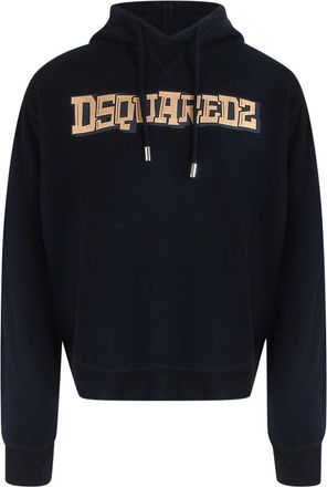 Dsquared2 Womens Stencil Graffiti Logo Black Hoodie Cotton - Size Medium