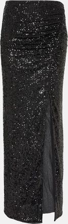 Self Portrait Sequined ruched maxi skirt