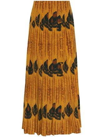 Altuzarra patterned pleated skirt - Orange