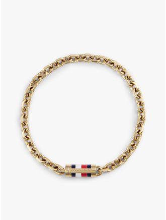 Tommy Hilfiger Mens Signature Stripe Chain Link Bracelet - Yellow